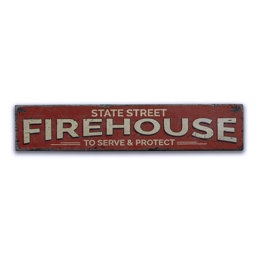 Firehouse Serve and Protect Vintage Wood Sign