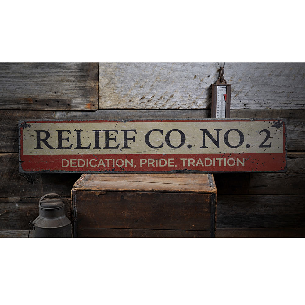 Firehouse Relief Company Vintage Wood Sign