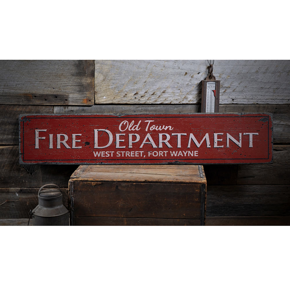 Old Town Fire Department Vintage Wood Sign