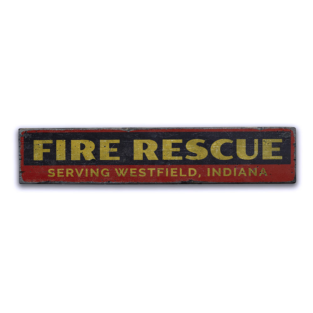 Fire Rescue Vintage Wood Sign