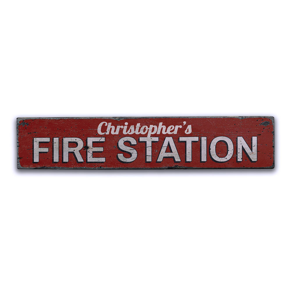 Fire Station Name Vintage Wood Sign