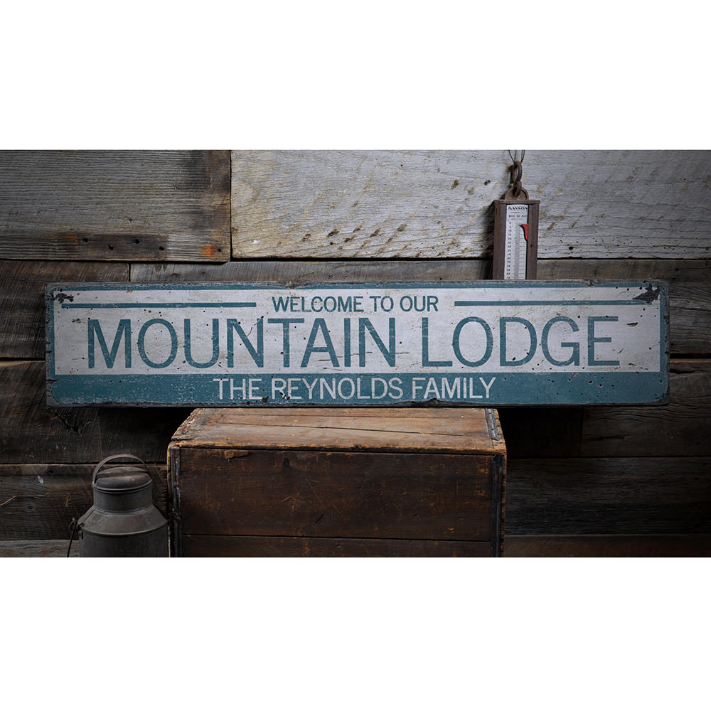 Mountain Lodge Welcome Vintage Wood Sign