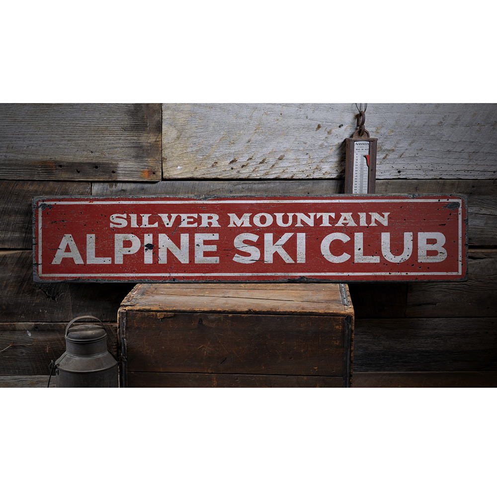 Alpine Ski Club Vintage Wood Sign