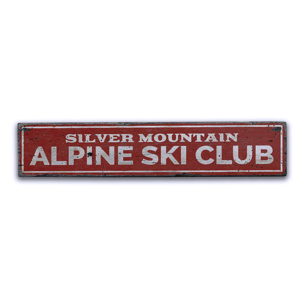 Alpine Ski Club Vintage Wood Sign