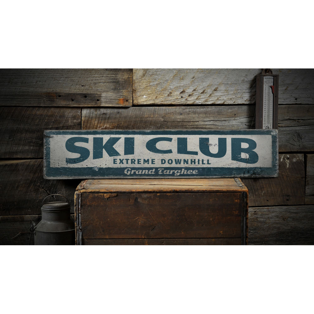 Ski Club Vintage Wood Sign
