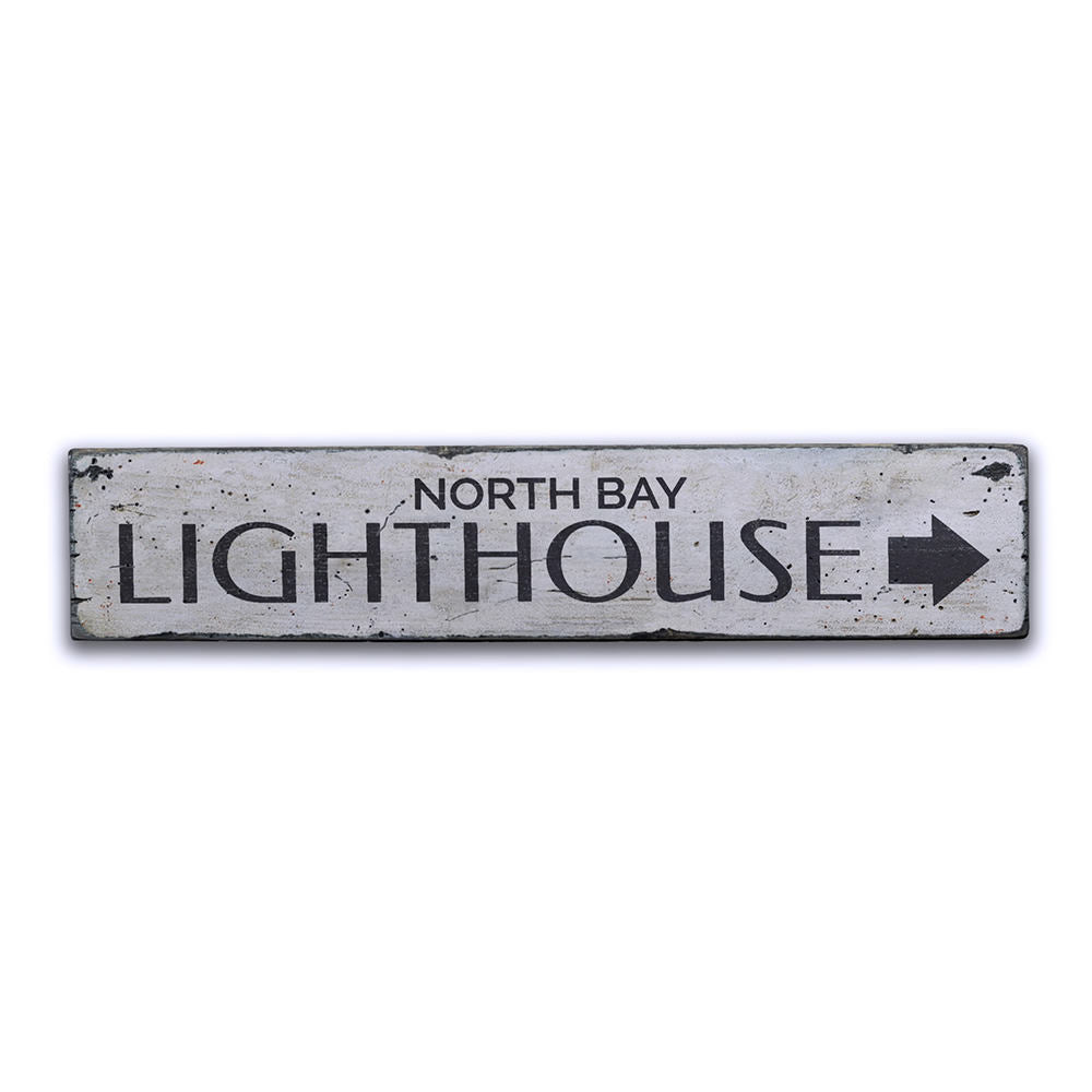 Lighthouse Arrow Vintage Wood Sign