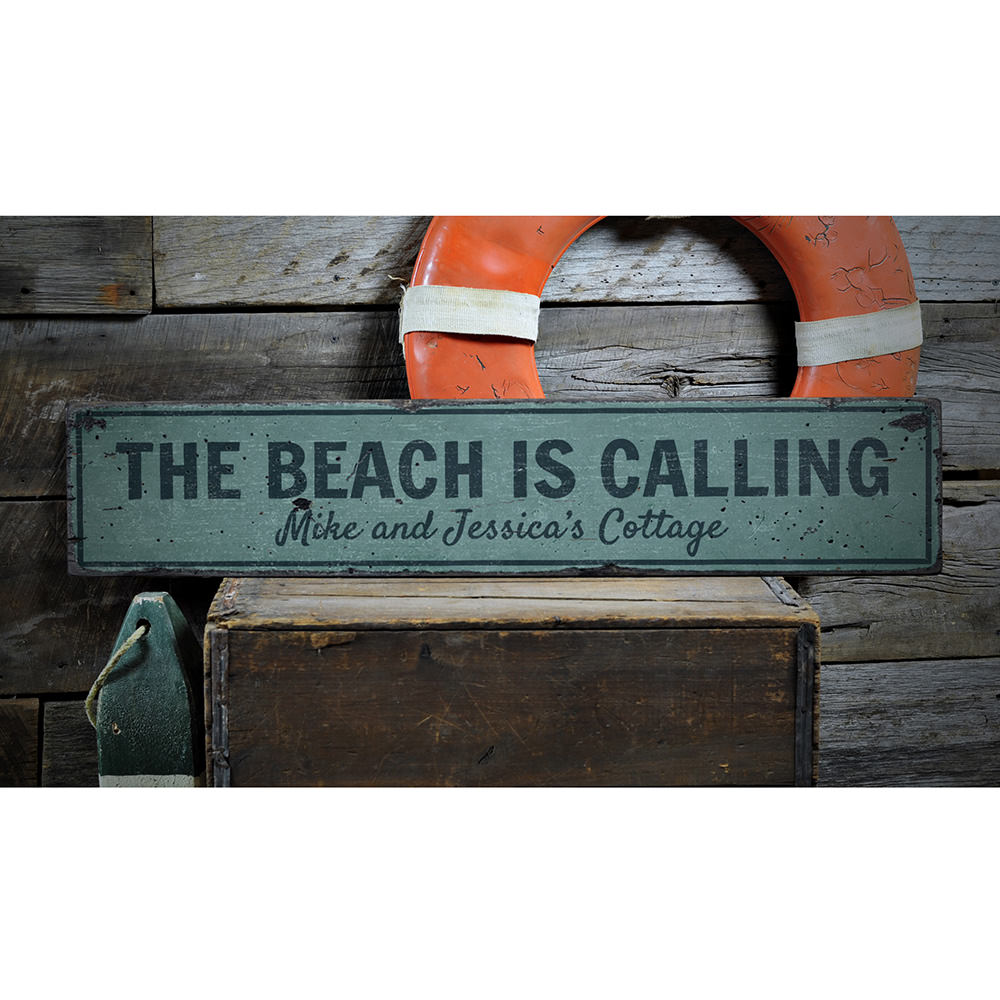 The Beach Is Calling Vintage Wood Sign