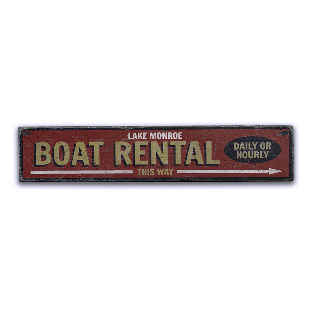 Boat Rental This Way Arrow Vintage Wood Sign