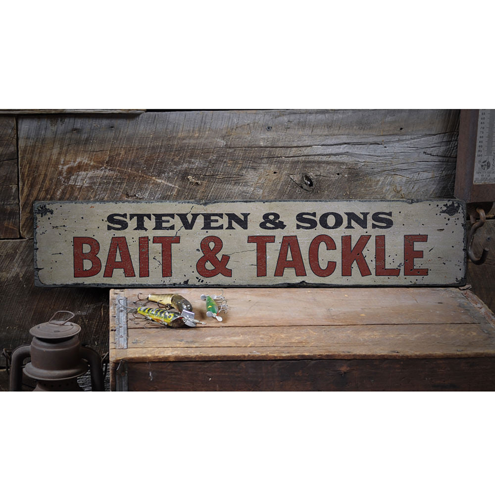 Bait & Tackle Vintage Wood Sign
