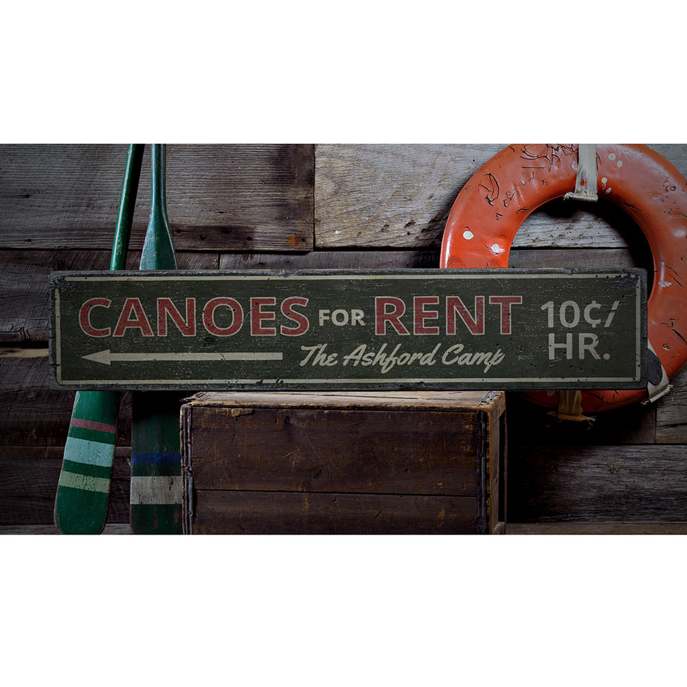 Canoes For Rent Vintage Wood Sign