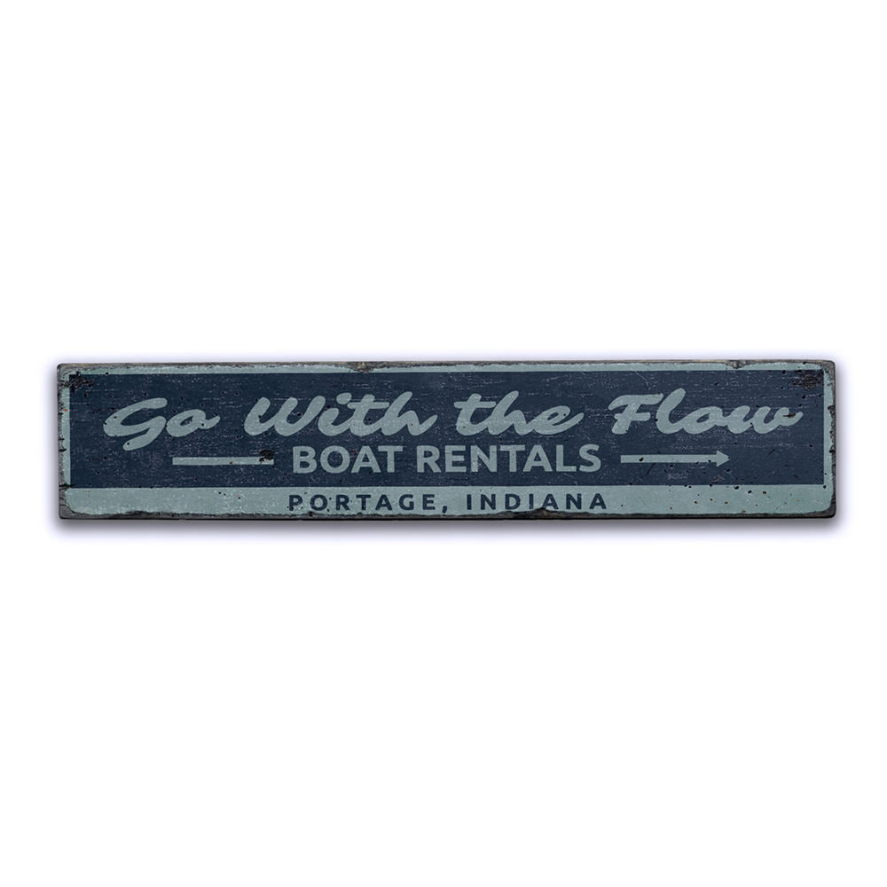 Go with the Flow Lake Vintage Wood Sign