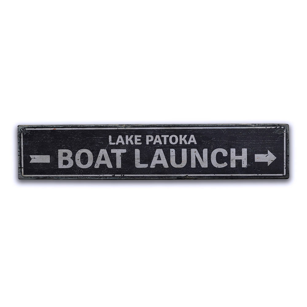 Boat Launch Arrow Vintage Wood Sign