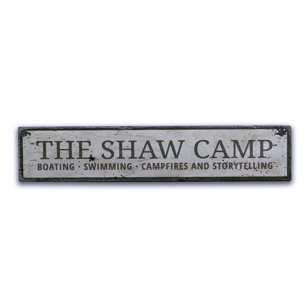 Camp Last Name Vintage Wood Sign
