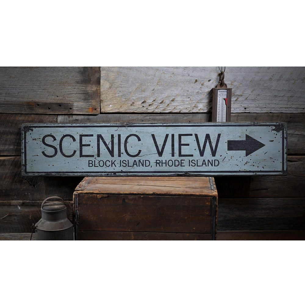 Scenic View Vintage Wood Sign