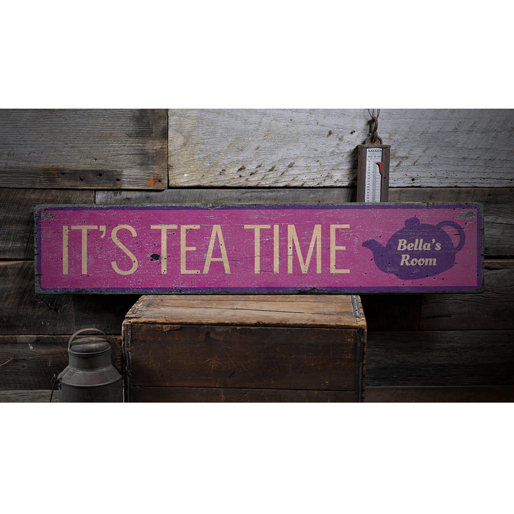 Tea Time Vintage Wood Sign