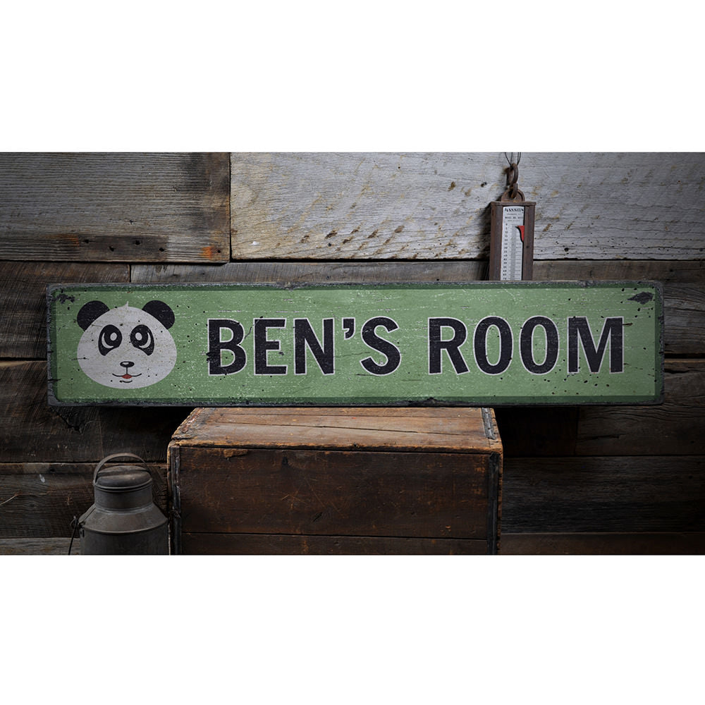 Panda Kids Room Vintage Wood Sign