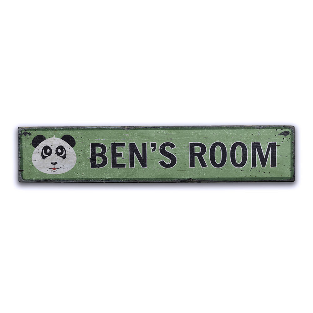 Panda Kids Room Vintage Wood Sign