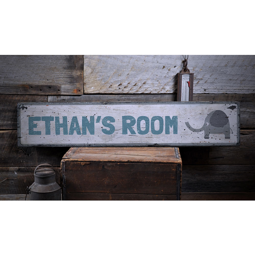 Elephant Playroom Vintage Wood Sign
