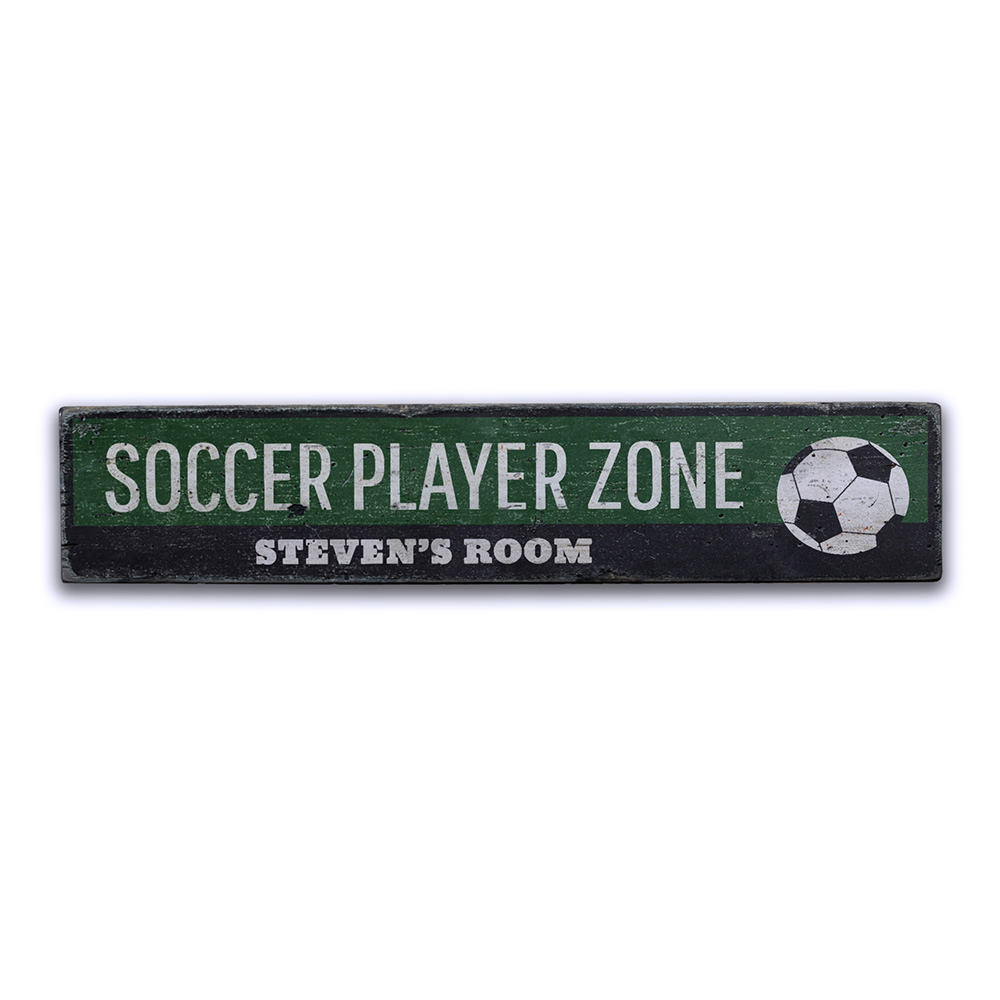 Soccer Player Zone Vintage Wood Sign