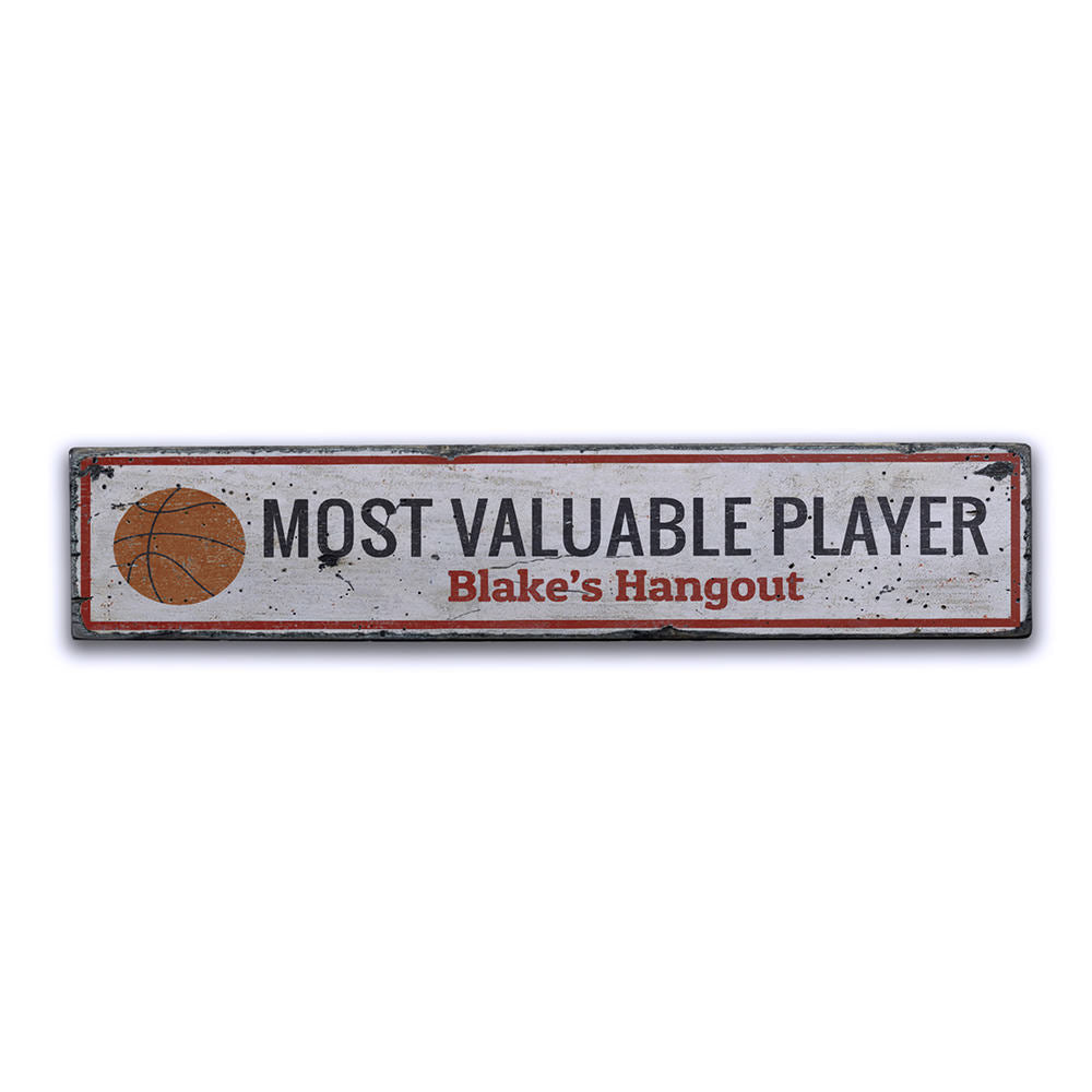 MVP Basketball Vintage Wood Sign