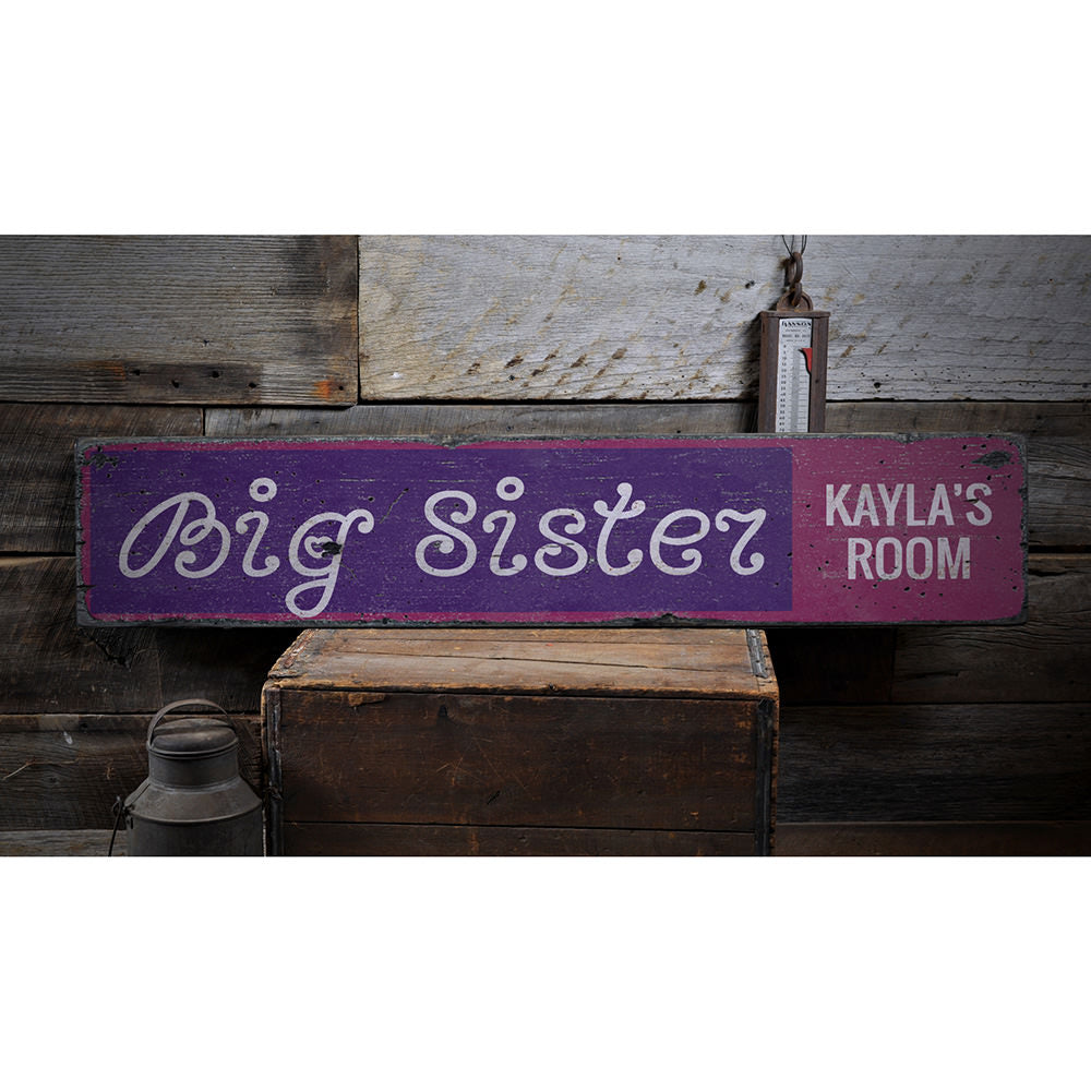 Big Sisters Room Vintage Wood Sign