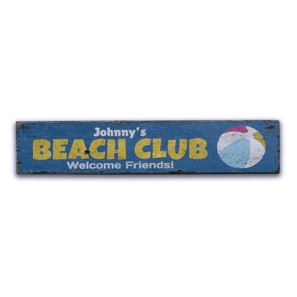 Beach Club Welcome Vintage Wood Sign