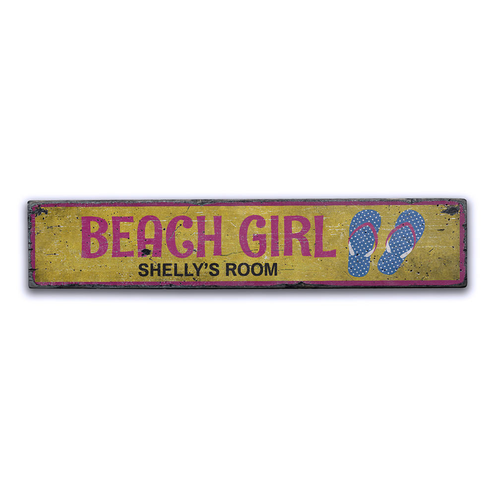 Beach Girl Vintage Wood Sign