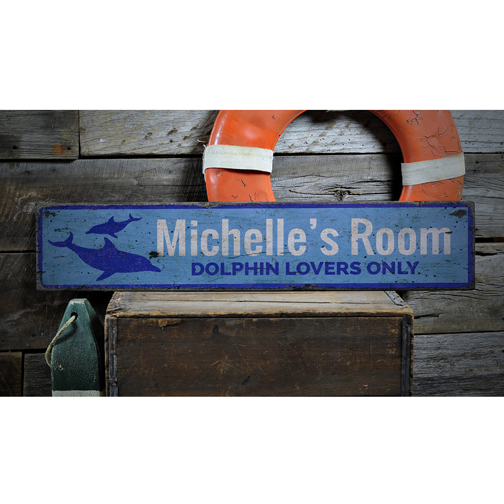 Dolphin Vintage Wood Sign