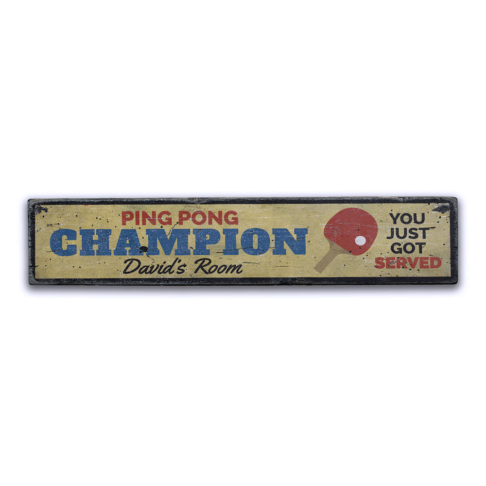 Ping Pong Champion Vintage Wood Sign