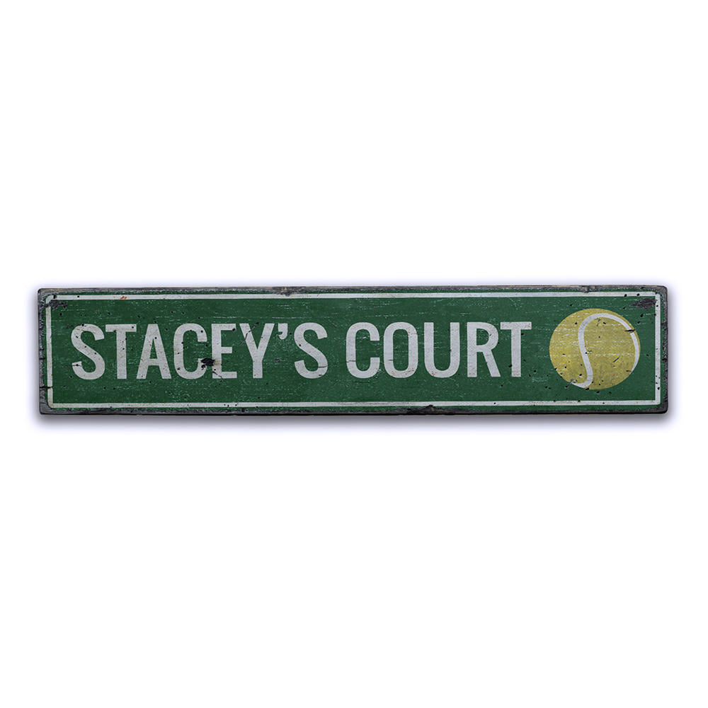 Tennis Court Vintage Wood Sign