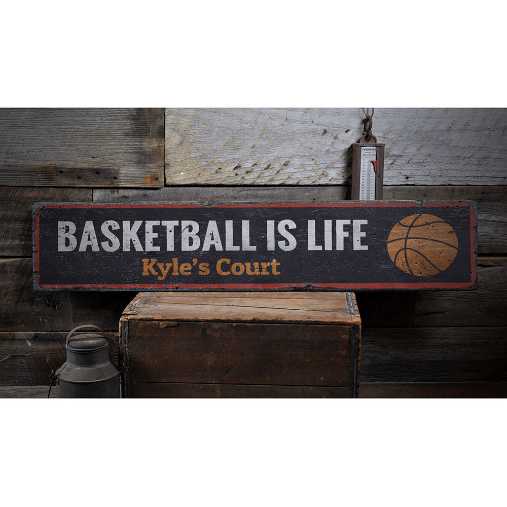 Basketball is Life Vintage Wood Sign