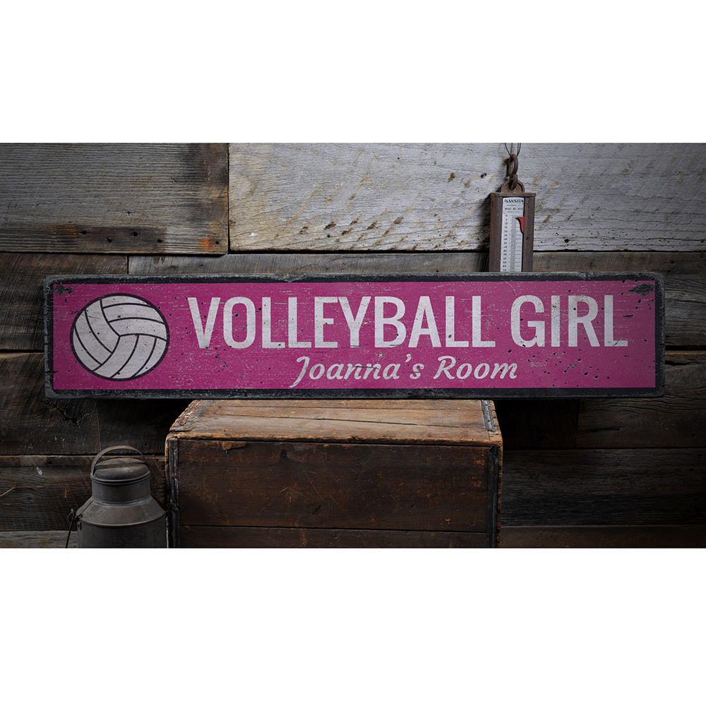 Volleyball Girl Vintage Wood Sign