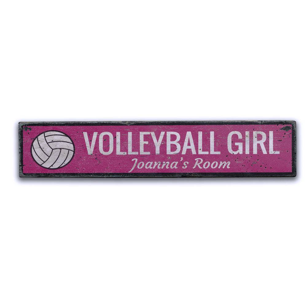 Volleyball Girl Vintage Wood Sign