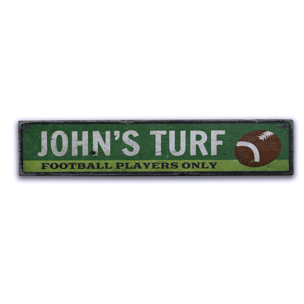 Football Players Only Turf Vintage Wood Sign