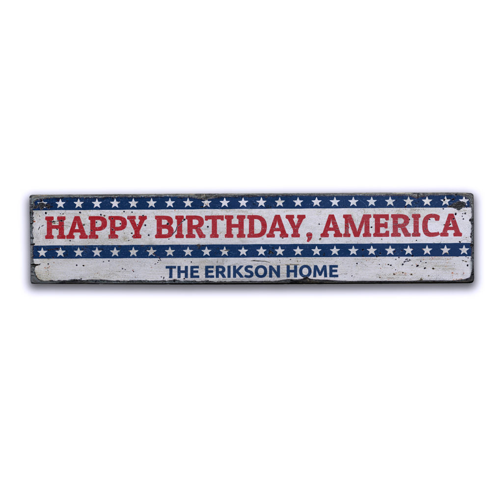 Happy Birthday America Vintage Wood Sign