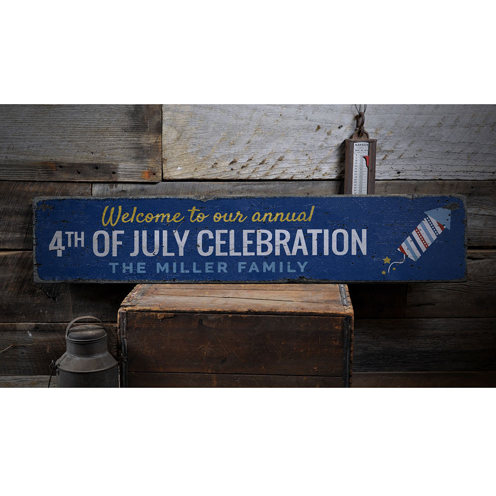Annual 4th of July Welcome Vintage Wood Sign