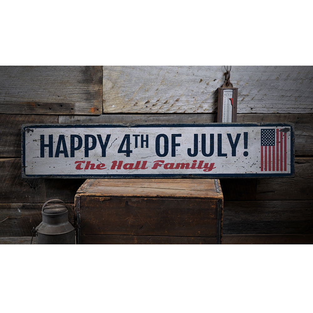 Happy 4th of July Vintage Wood Sign