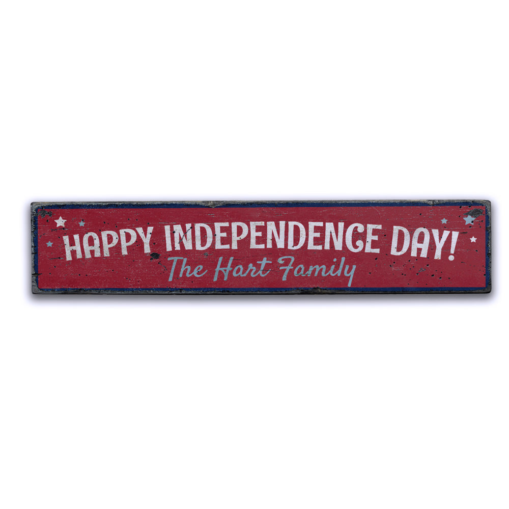 Independence Day Family Vintage Wood Sign
