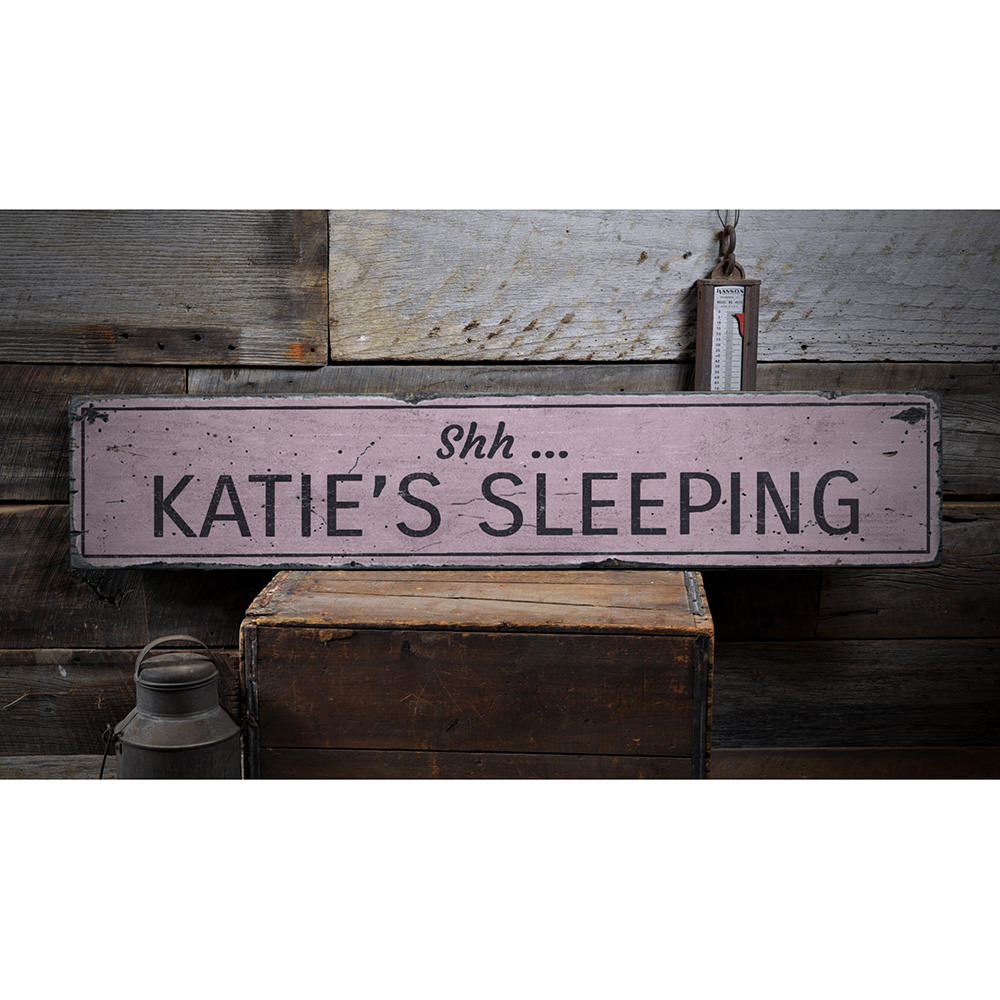 Sleeping Baby Vintage Wood Sign