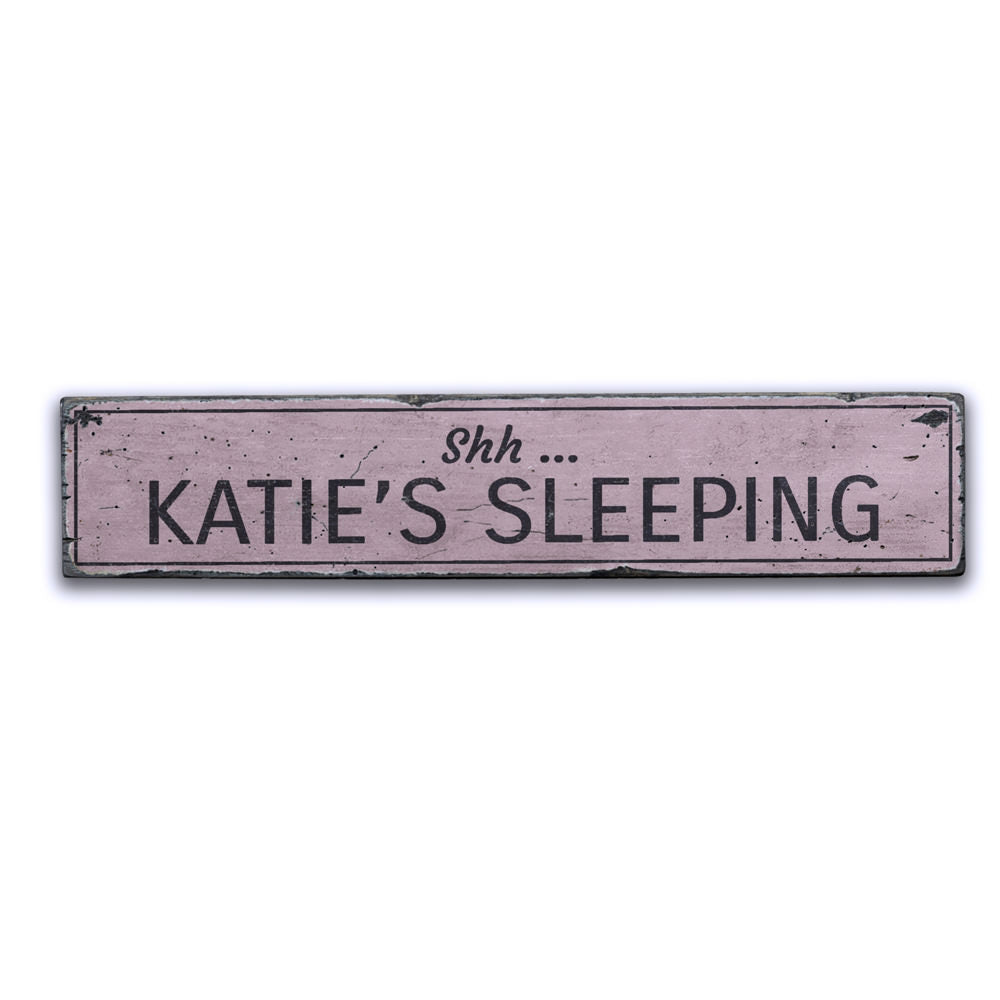 Sleeping Baby Vintage Wood Sign
