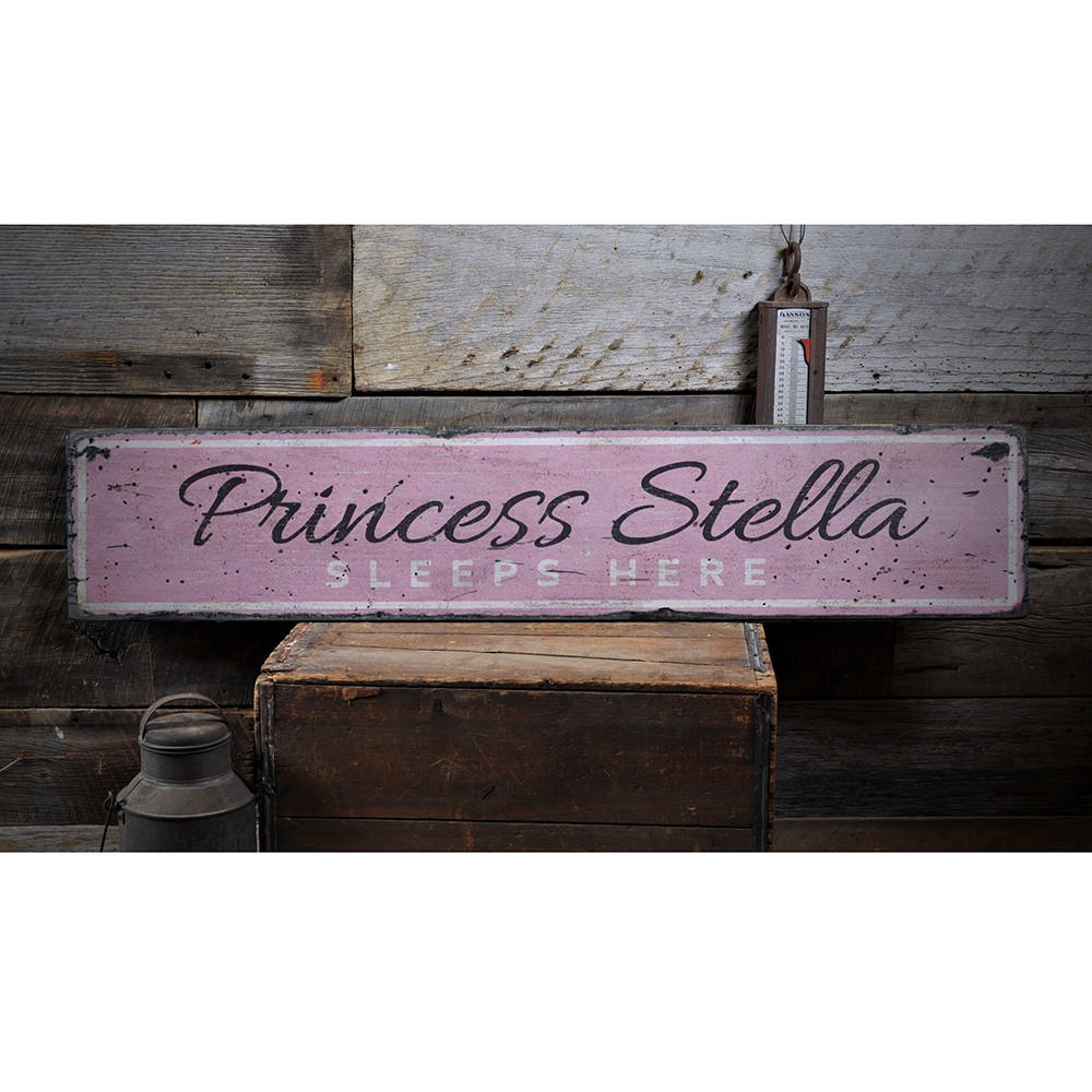 Princess Sleeps Here Baby Vintage Wood Sign
