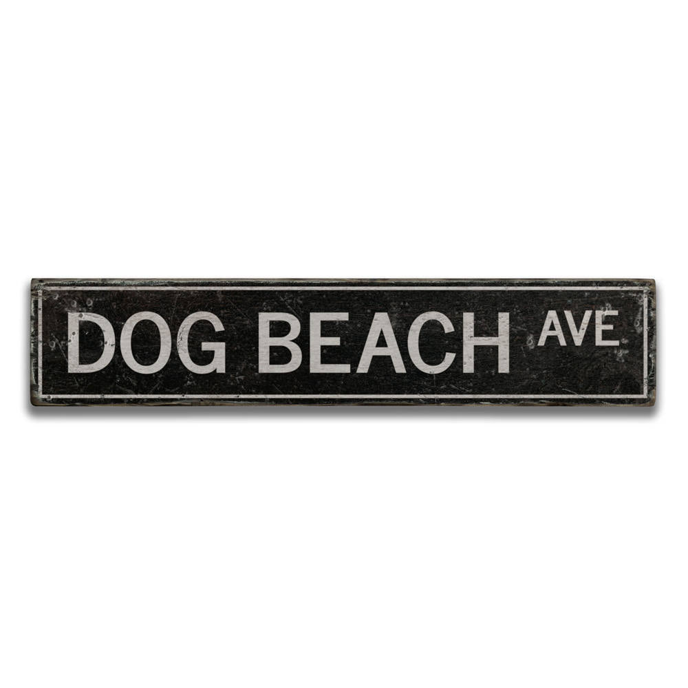 Dog Beach Avenue Vintage Wood Sign
