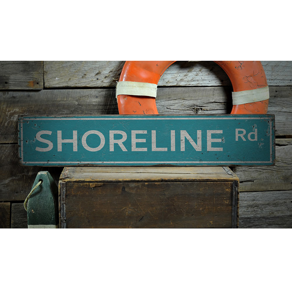 Shoreline Road Vintage Wood Sign