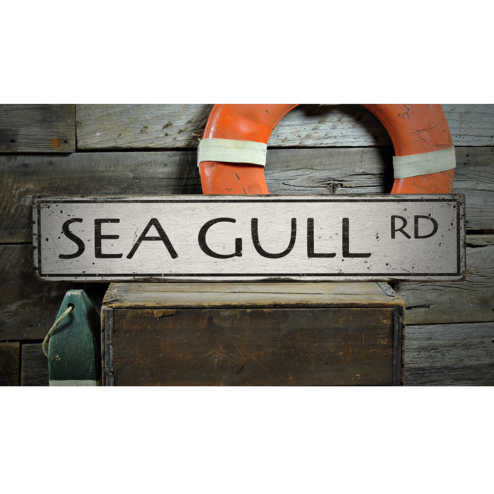 Sea Gull Road Vintage Wood Sign