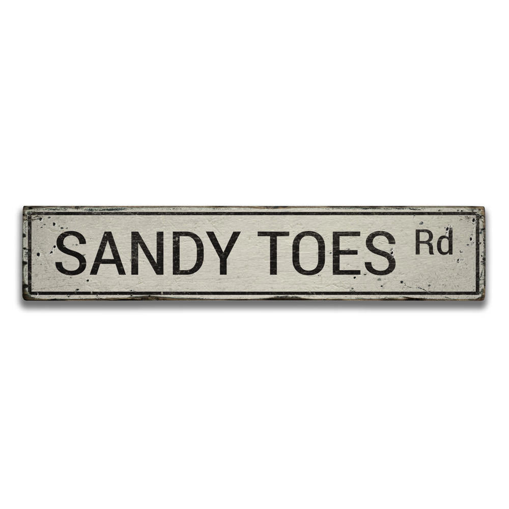 Sandy Toes Road Vintage Wood Sign