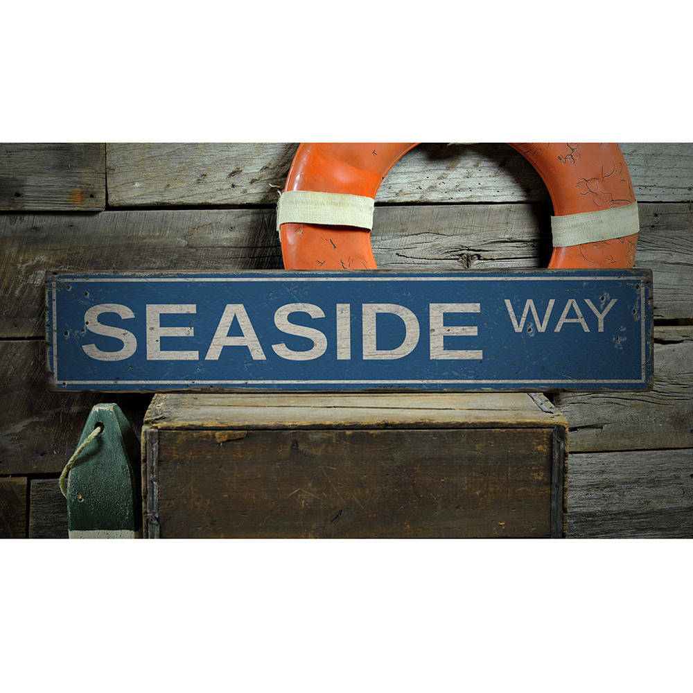 Seaside Way Vintage Wood Sign