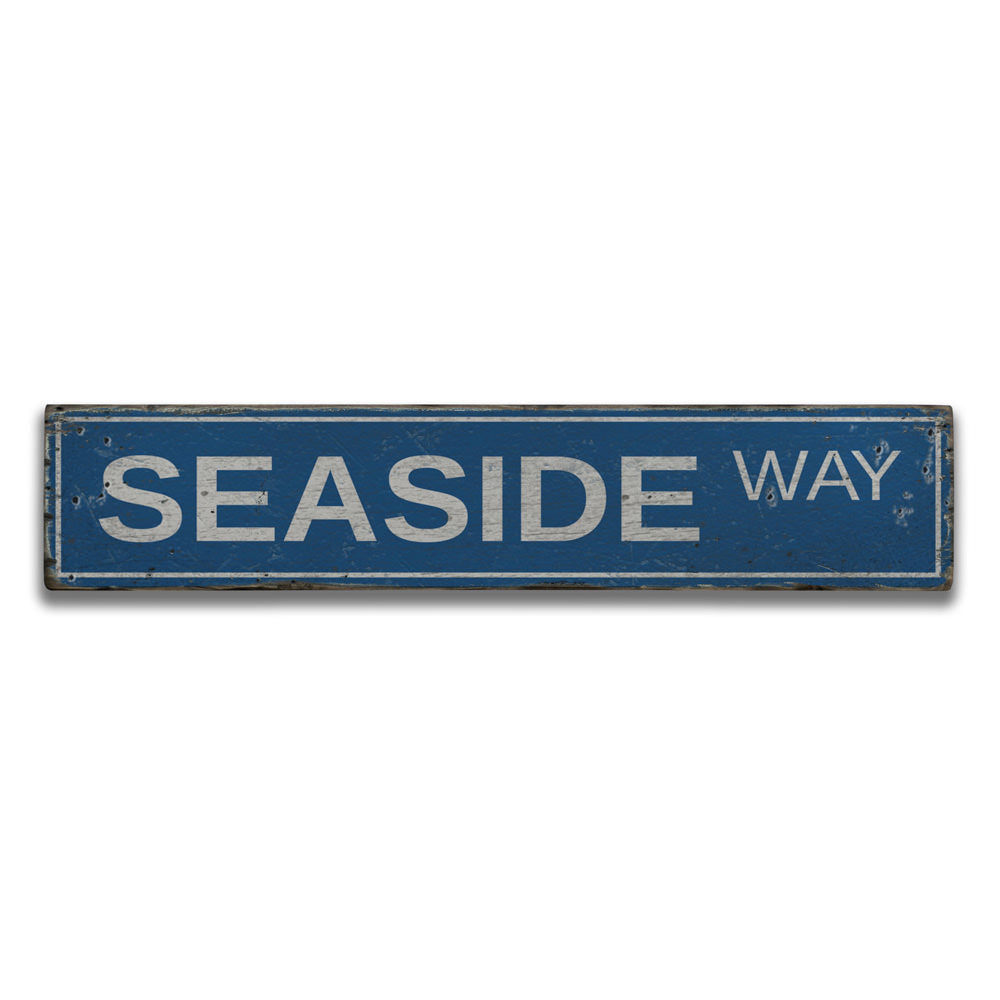 Seaside Way Vintage Wood Sign
