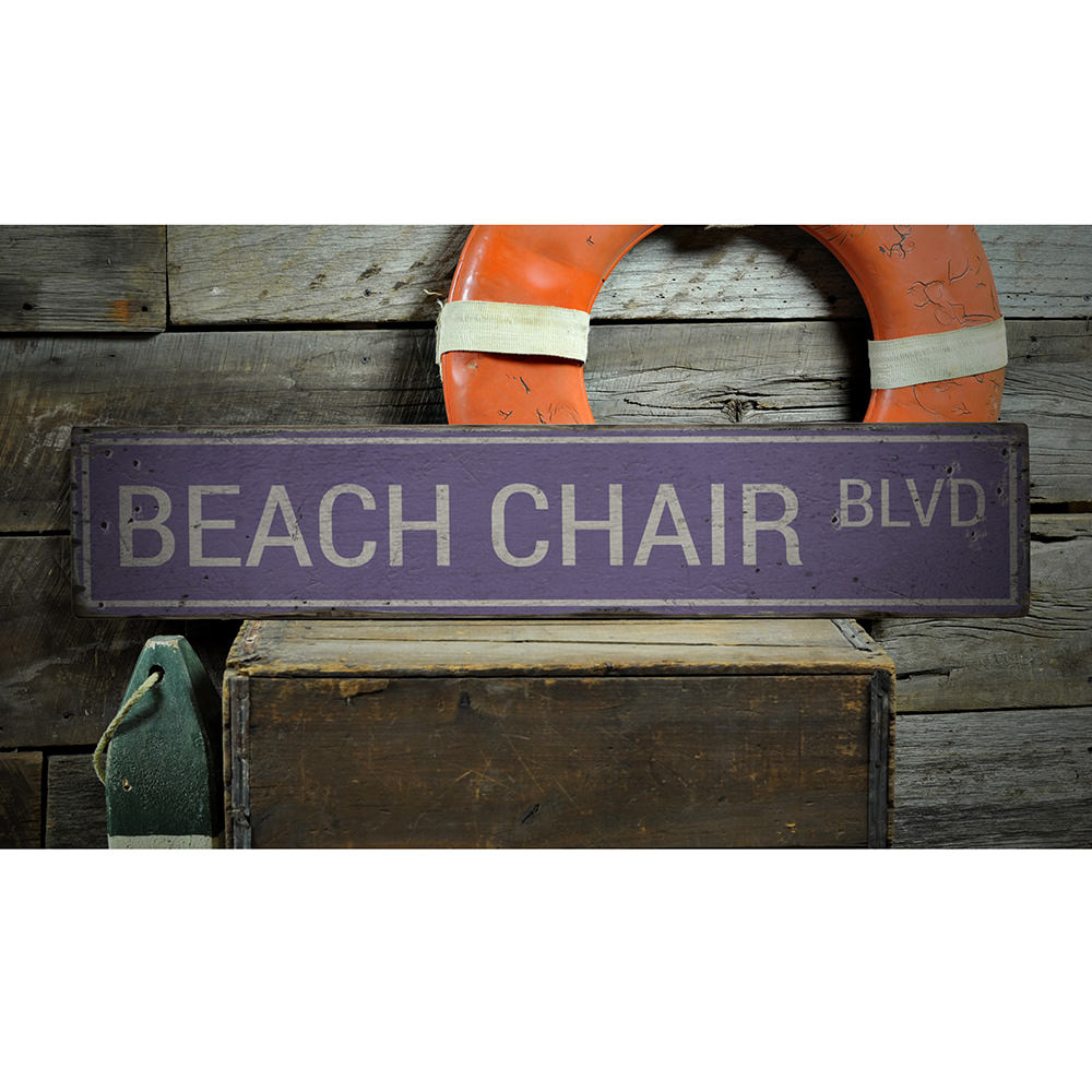 Beach Chair Blvd Vintage Wood Sign