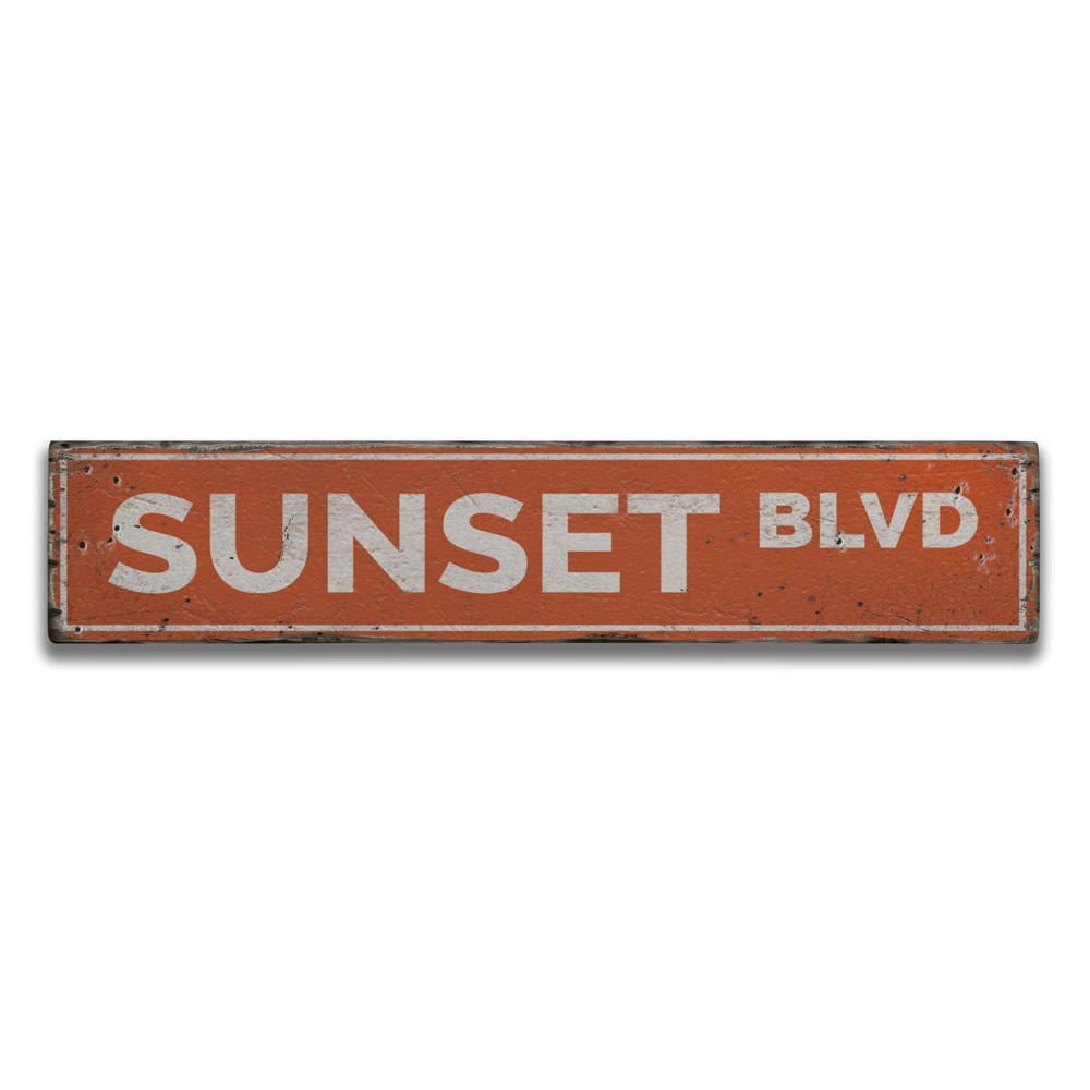 Sunset Blvd Vintage Wood Sign