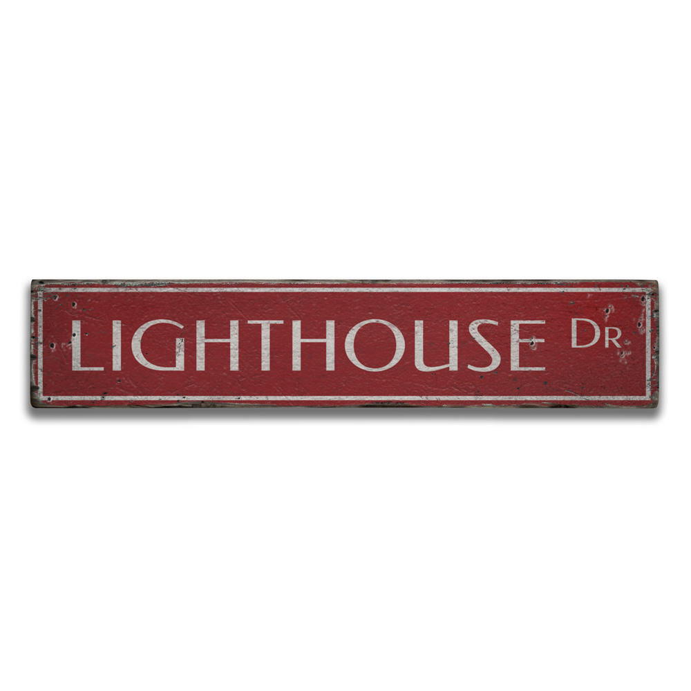 Lighthouse Drive Vintage Wood Sign